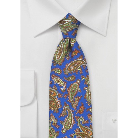 French Paisley Tie in Horizon Blue and Green