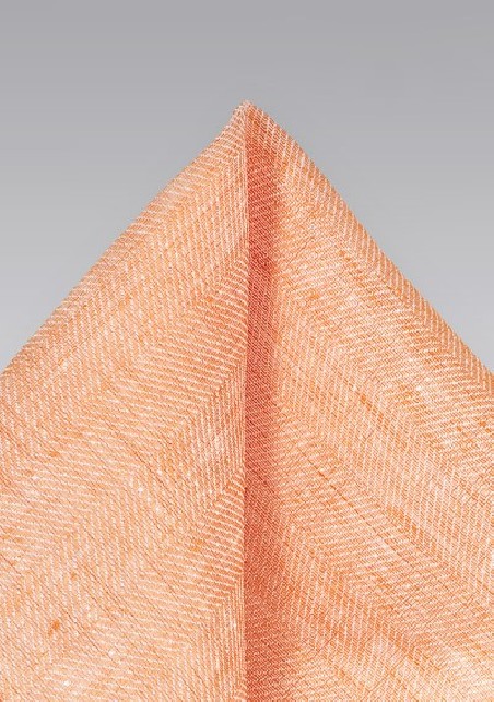 Summer Orange Linen Pocket Square