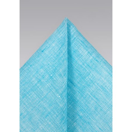 Linen Pocket Square in Pool Blue