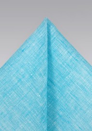 Linen Pocket Square in Pool Blue