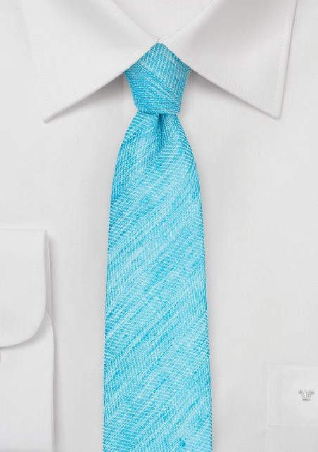 Pool Blue Linen Skinny Tie