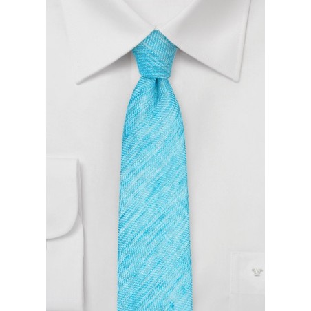 Pool Blue Linen Skinny Tie