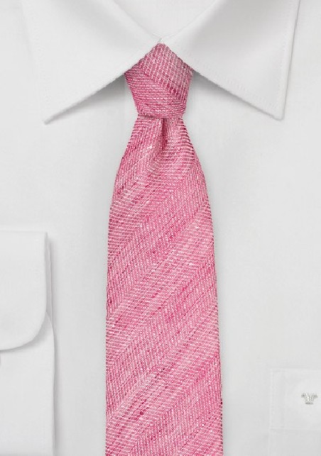 Skinny Linen Tie in Azalea Pink