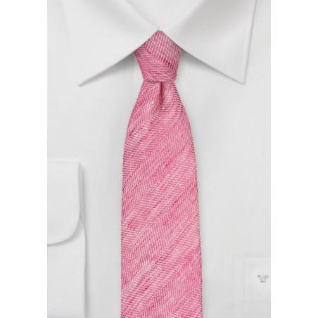 Skinny Linen Tie in Azalea Pink