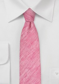 Skinny Linen Tie in Azalea Pink