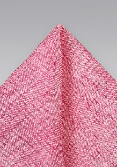 Azalea Pink Linen Pocket Square