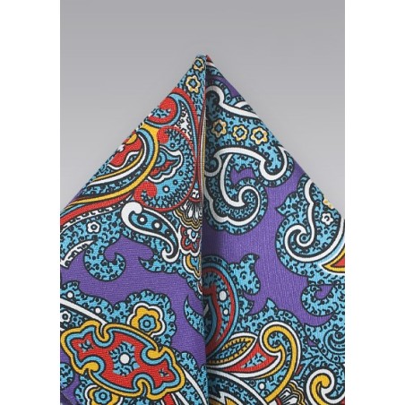Purple Spanish Paisley Pocket Square