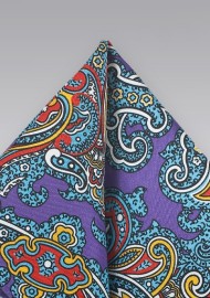 Purple Spanish Paisley Pocket Square