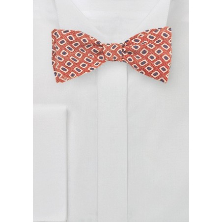 Vintage Print Bow Tie in Autumn Orange