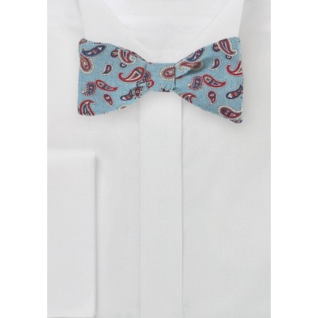Elegant Wool Bow Tie in Light Blue