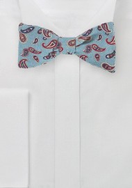 Elegant Wool Bow Tie in Light Blue