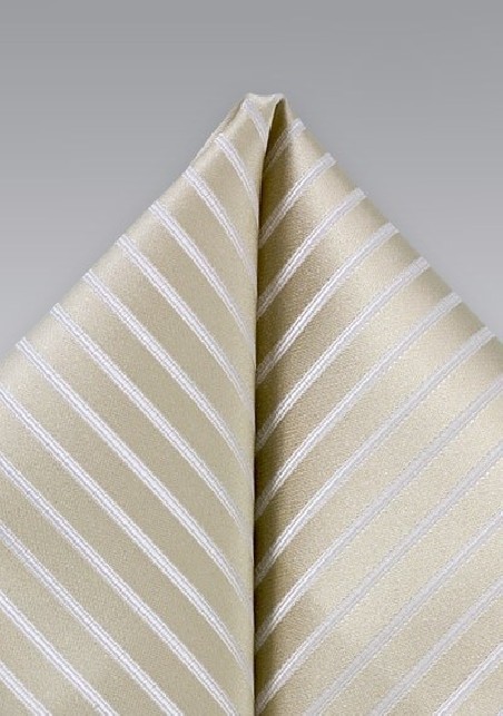 Champagne Hued Striped Silk Pocket Square
