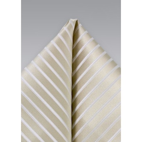 Champagne Hued Striped Silk Pocket Square