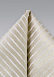 Champagne Hued Striped Silk Pocket Square