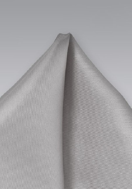 Solid Silver Gray Silk Pocket Square