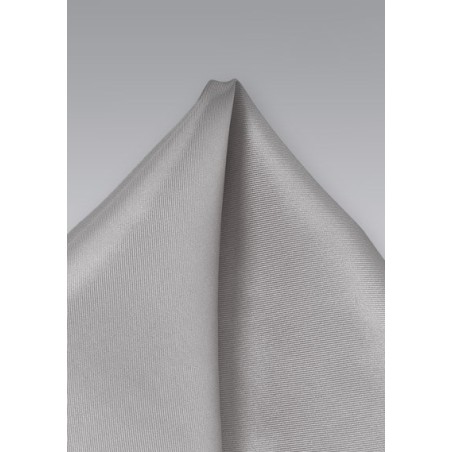 Solid Silver Gray Silk Pocket Square