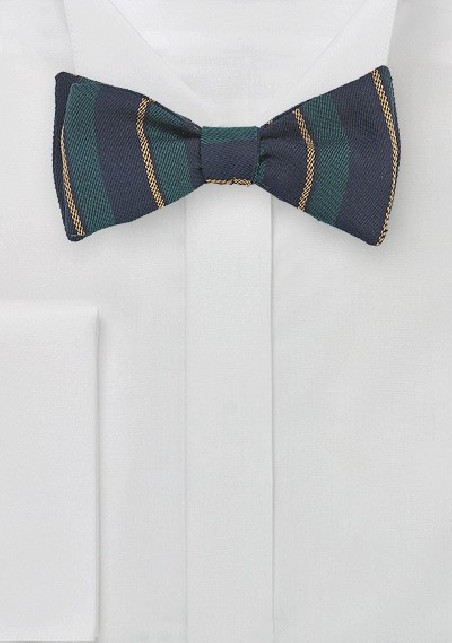Winter Wool Bow Tie in Hunter Green and Navy