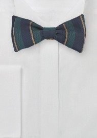 Winter Wool Bow Tie in Hunter Green and Navy