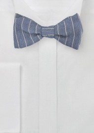 Striped Bow Tie in Denim Blue