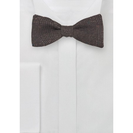 Dark Brown Glen Check Wool Bow Tie
