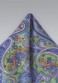 Olive and Purple Paisley Pocket Squar