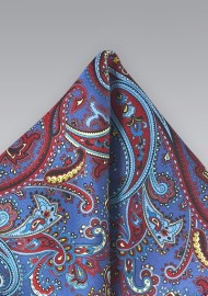 Purple, Red, Yellow Paisley Pocket Square