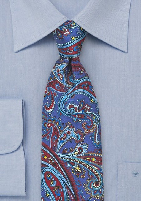 Purple and Red Paisley Designer Silk Tie