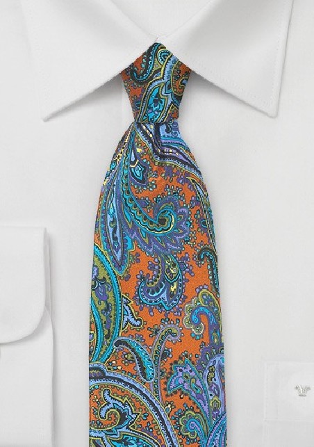 Cognac Brown and Purple Paisley Tie