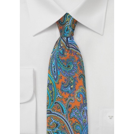 Cognac Brown and Purple Paisley Tie