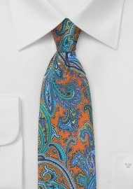 Cognac Brown and Purple Paisley Tie