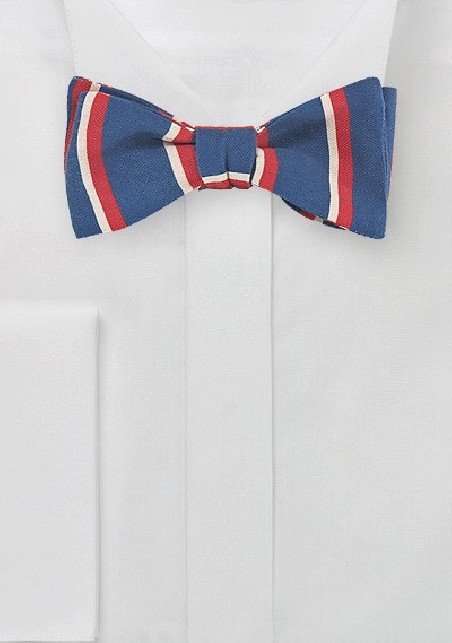 Retro Striped Skinny Tie in Blue, Orange, Cream