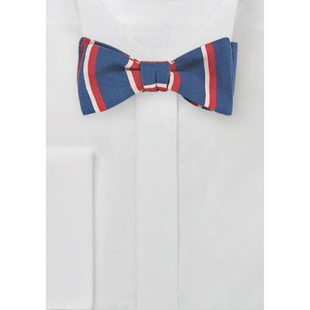 Retro Striped Skinny Tie in Blue, Orange, Cream