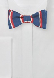 Retro Striped Skinny Tie in Blue, Orange, Cream