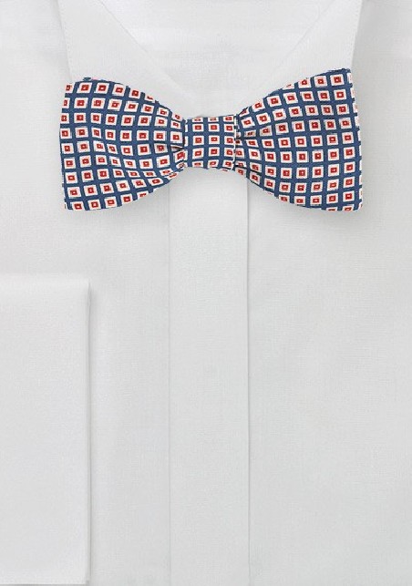 Vintage 70s Bow Tie in Blue, Orange, Tan