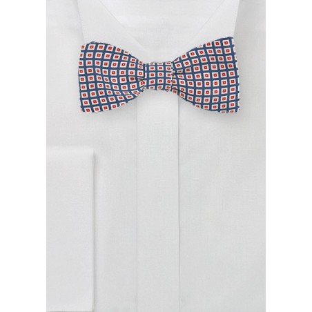 Vintage 70s Bow Tie in Blue, Orange, Tan