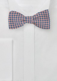 Vintage 70s Bow Tie in Blue, Orange, Tan