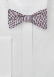 Geometric Print Bow Tie in Blue and Red