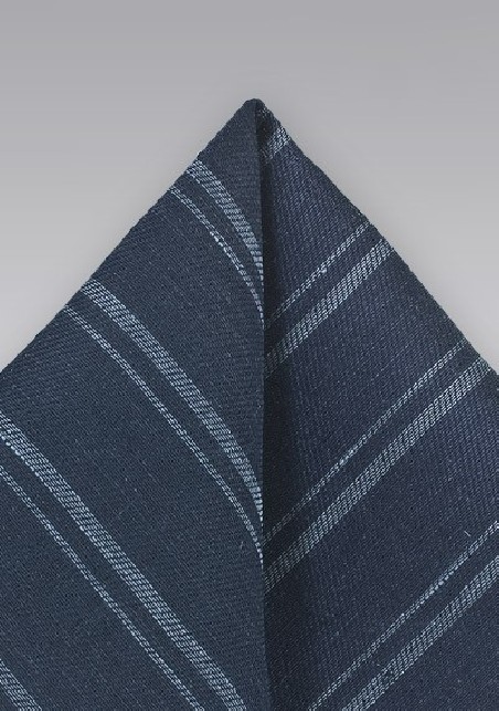 Linen Striped Pocket Square in Blues