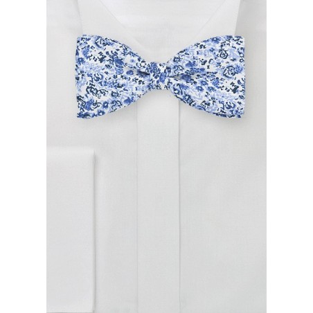 Light Blue Floral Bow Tie