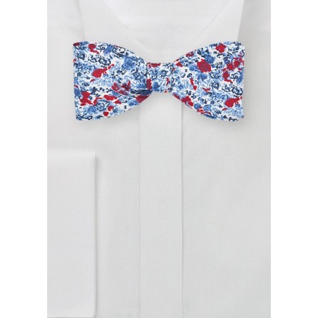 Red and Blue Floral Bow Tie