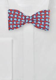 Pop Art Paisley Bow Tie in Red, Blue, White