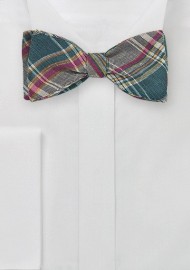 Autumn Madras Bow Tie in Green, Brown, Burgundy