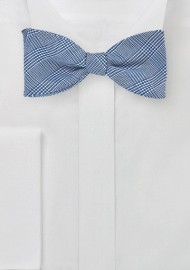 Glen Check Silk Bow Tie in Blue
