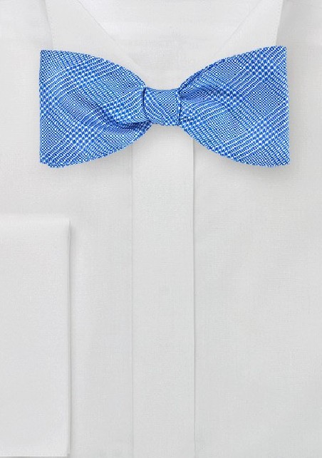 Blue and White Glen Check Bow Tie