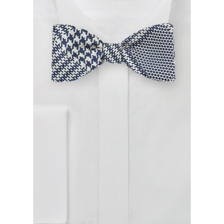 Bold Prince of Wales Check Bow Tie in Dark Navy