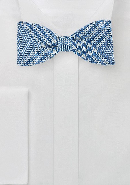 Prince of Wales Check Bow Tie in Bright Blue