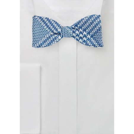 Prince of Wales Check Bow Tie in Bright Blue