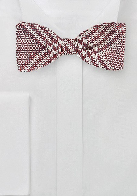 Cognac and Silver Glen Check Bow Tie