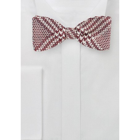 Cognac and Silver Glen Check Bow Tie