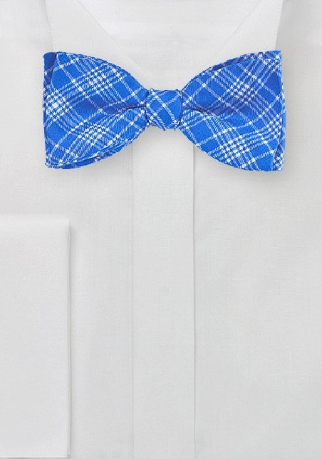 Modern Plaid Bow Tie in Horizon Blue